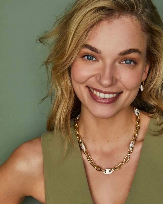 Bailey Gold Pave Convertible Statement Necklace in White CZ image number 7.0